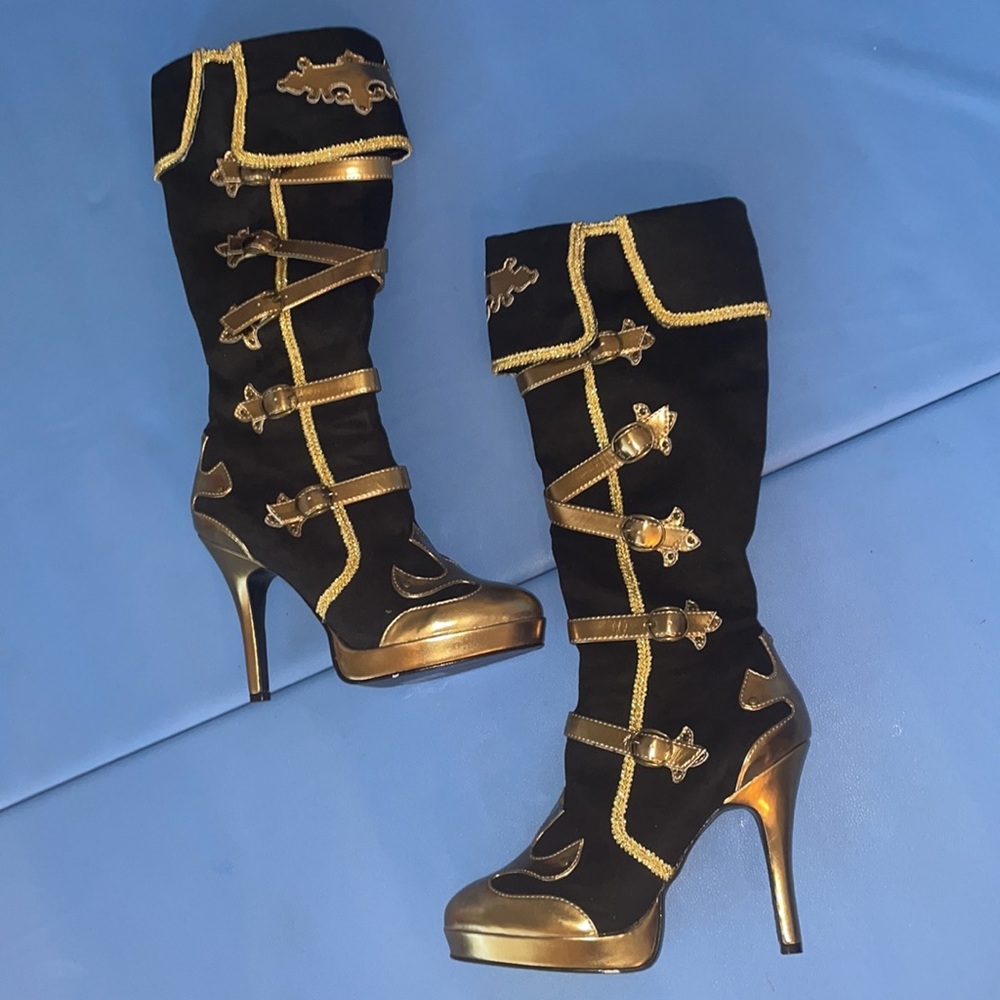 Golden black cosplay lira hoop boots funtaisma